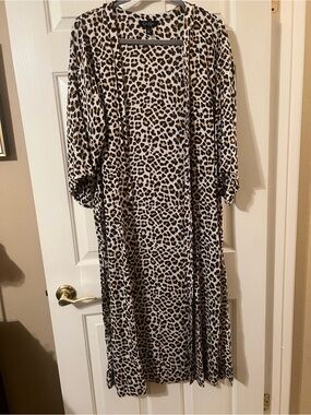 NWOT Jessica Simpson Leopard Print Summer Duster Cardigan w Side Slits Sz Small